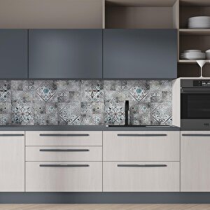 Mutfak Tezgah Arası Folyo Fayans Kaplama Folyosu Çizgi Fayans Desen