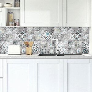 Mutfak Tezgah Arası Folyo Fayans Kaplama Folyosu Çizgi Fayans Desen