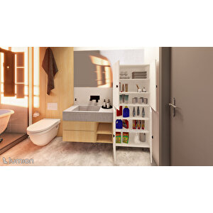 Gris %100 Mdf 6 Raflı Çok Amaçlı Mutfak Banyo Ayakkabılık Dolabı - 60 Cm