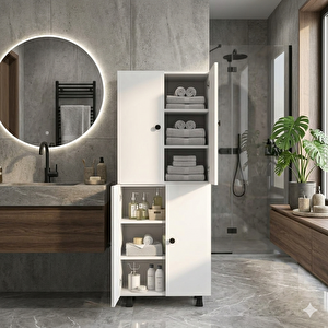 Firan Mdf 6 Raflı Çok Amaçlı Mutfak Banyo Ayakkabılık Dolabı 70cm