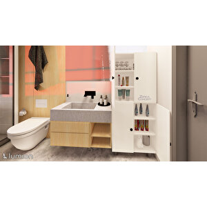 Firan Mdf 6 Raflı Çok Amaçlı Mutfak Banyo Ayakkabılık Dolabı 70cm