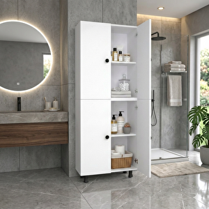 Mut Mdf 4 Raflı Çok Amaçlı Mutfak Banyo Ayakkabılık Dolap 60cm