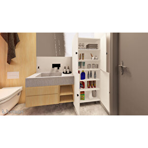 Firan %100 Mdf 6 Raflı Çok Amaçlı Mutfak Banyo Ayakkabılık Dolabı 50 Cm