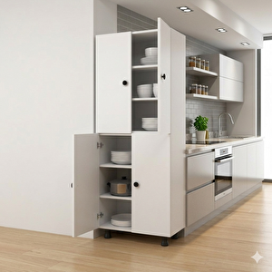 Lier %100 Mdf 6 Raflı Çok Amaçlı Mutfak Banyo Ayakkabılık Dolabı 60 Cm