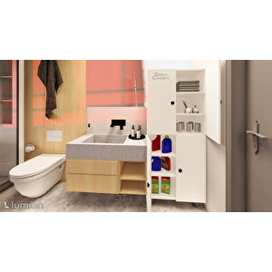 Lier Mdf 6 Raflı Çok Amaçlı Mutfak Banyo Ayakkabılık Dolabı 70cm
