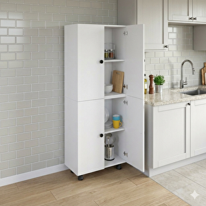 Valentu Mdf 4 Raflı Çok Amaçlı Mutfak Banyo Ayakkabılık Dolap 60cm