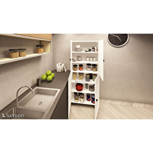 Bern %100 Mdf 6 Raflı Çok Amaçlı Mutfak Banyo Ayakkabılık Dolabı 60 Cm