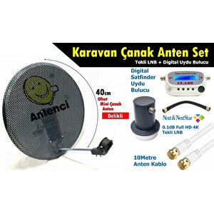 Antenci 40cm Delikli Karavan Çanak Anten Seti +dijital Uydu Bulucu