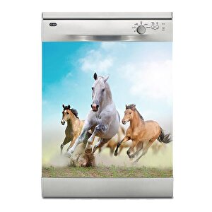 Bulaşık Makinesi Sticker Kaplama Beyaz Eşya Kaplama Koşan Atlar