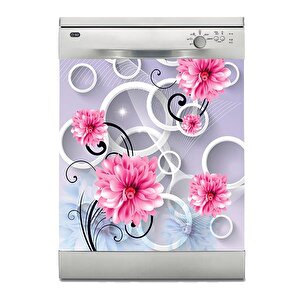 Bulaşık Makinesi Sticker Kaplama Beyaz Eşya Kaplama Yuvarlak Çiçek