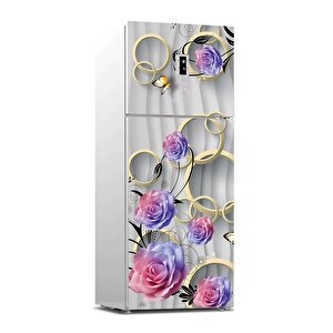 Buzdolabı Sticker Kaplama Dolap Kaplama Etiketi 3d Gül Yuvarlak