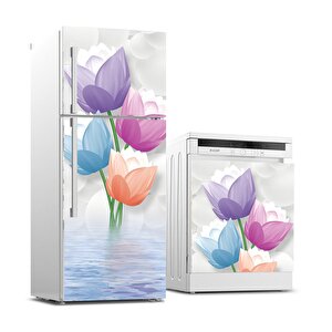 Buzdolabı Ve Bulaşık Makinası Beyaz Eşya Sticker Kaplama 3d Renkli Çiçekler