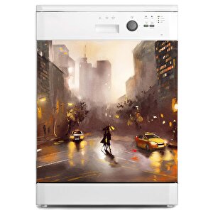 Bulaşık Makinesi Sticker Kaplama Beyaz Eşya Kaplama Yağlıboya Newyork