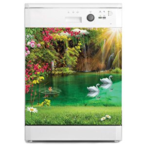 Bulaşık Makinesi Sticker Kaplama Beyaz Eşya Kaplama Göl Çiçek