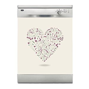 Bulaşık Makinesi Sticker Kaplama Beyaz Eşya Kaplama Kalp Yaprak