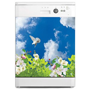 Bulaşık Makinesi Sticker Kaplama Beyaz Eşya Kaplama Çiçek Gökyüzü