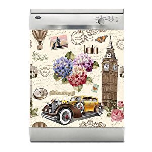 Bulaşık Makinesi Sticker Kaplama Beyaz Eşya Kaplama London Postcard