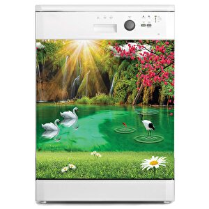 Bulaşık Makinesi Sticker Kaplama Beyaz Eşya Kaplama Göl Papatya
