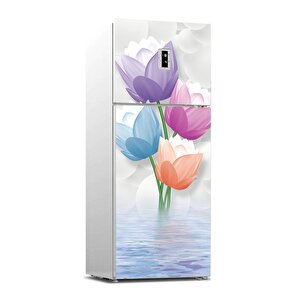 Buzdolabı Sticker Kaplama Dolap Kaplama Etiketi 3d Renkli Çiçekler