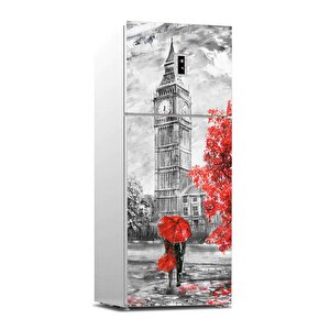 Buzdolabı Sticker Kaplama Dolap Kaplama Etiketi Saat Kulesi Yağlıboya