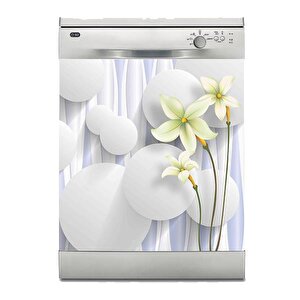 Bulaşık Makinesi Sticker Kaplama Beyaz Eşya Kaplama 3d Yuvarlak Çiçek