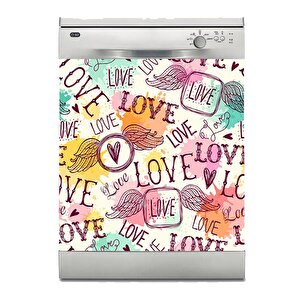 Bulaşık Makinesi Sticker Kaplama Beyaz Eşya Kaplama Love Aşk