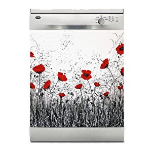 Bulaşık Makinesi Sticker Kaplama Beyaz Eşya Kaplama Laleler
