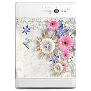 Bulaşık Makinesi Sticker Kaplama Beyaz Eşya Kaplama 3d Papatya
