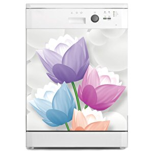 Bulaşık Makinesi Sticker Kaplama Beyaz Eşya Kaplama 3d Renkli Çiçekler