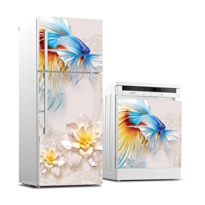 Buzdolabı Ve Bulaşık Makinası Beyaz Eşya Sticker Kaplama 3d Balık