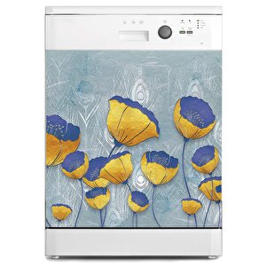Bulaşık Makinesi Sticker Kaplama Beyaz Eşya Kaplama Sarı Gelincik