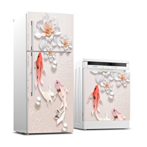 Buzdolabı Ve Bulaşık Makinası Beyaz Eşya Sticker Kaplama 3d Balık Çiçek Zemin