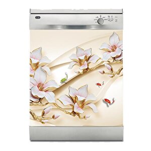 Bulaşık Makinesi Sticker Kaplama Beyaz Eşya Kaplama 3d Balıklar Gül