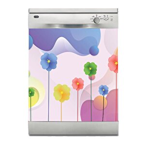 Bulaşık Makinesi Sticker Kaplama Beyaz Eşya Kaplama Renkli Çiçek