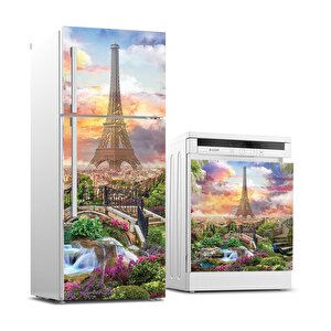 Buzdolabı Ve Bulaşık Makinası Beyaz Eşya Sticker Kaplama Paris Kolaj