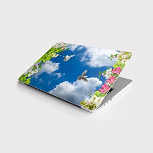Laptop Sticker Bilgisayar Notebook Pc Kaplama Etiketi Gökyüzü Kuş Çiçek
