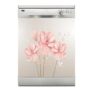 Bulaşık Makinesi Sticker Kaplama Beyaz Eşya Kaplama Çiçek Kelebek