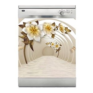 Bulaşık Makinesi Sticker Kaplama Beyaz Eşya Kaplama 3d Çiçek