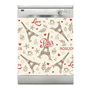 Bulaşık Makinesi Sticker Kaplama Beyaz Eşya Kaplama Paris Eyfel Kulesi