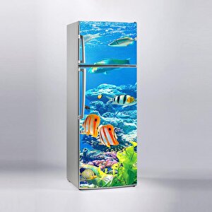 Buzdolabı Sticker Kaplama Dolap Kaplama Etiketi Denizaltı Balıklar
