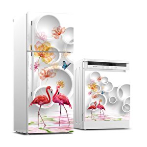 Buzdolabı Ve Bulaşık Makinası Beyaz Eşya Sticker Kaplama Flamingo