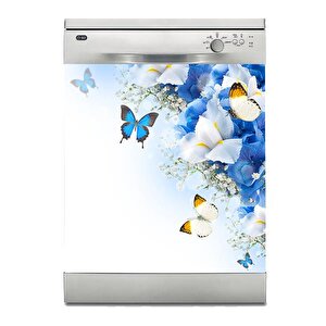 Bulaşık Makinesi Sticker Kaplama Beyaz Eşya Kaplama Kelebek Mavi