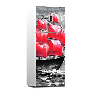 Buzdolabı Sticker Kaplama Dolap Kaplama Etiketi Kırmızı Yelken