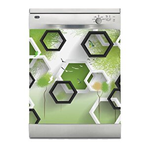 Bulaşık Makinesi Sticker Kaplama Beyaz Eşya Kaplama Yeşil Altıgen