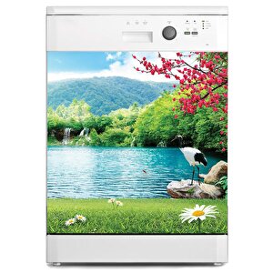 Bulaşık Makinesi Sticker Kaplama Beyaz Eşya Kaplama Papatya Kuğu