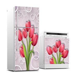Buzdolabı Ve Bulaşık Makinası Beyaz Eşya Sticker Kaplama 3d Kırmızı Güller