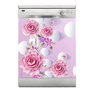 Bulaşık Makinesi Sticker Kaplama Beyaz Eşya Kaplama 3d Gül Çizim