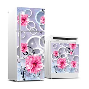Buzdolabı Ve Bulaşık Makinası Beyaz Eşya Sticker Kaplama Yuvarlak Çiçek