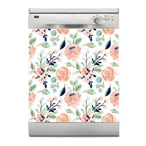 Bulaşık Makinesi Sticker Kaplama Beyaz Eşya Kaplama Çiçek Desen 5