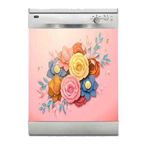 Bulaşık Makinesi Sticker Kaplama Beyaz Eşya Kaplama 3 Boyutlu Gül